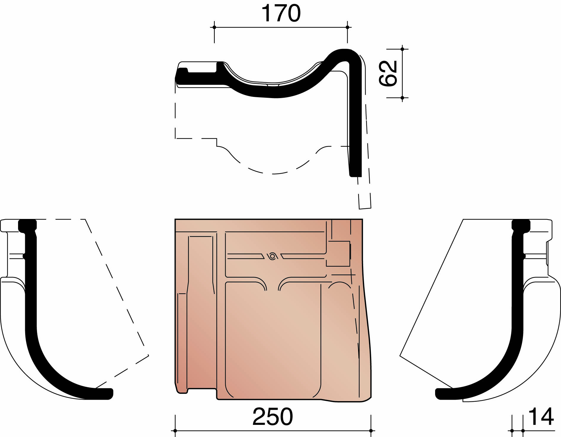 Kor tuile membron de rive droite 401 rouge naturel 600
