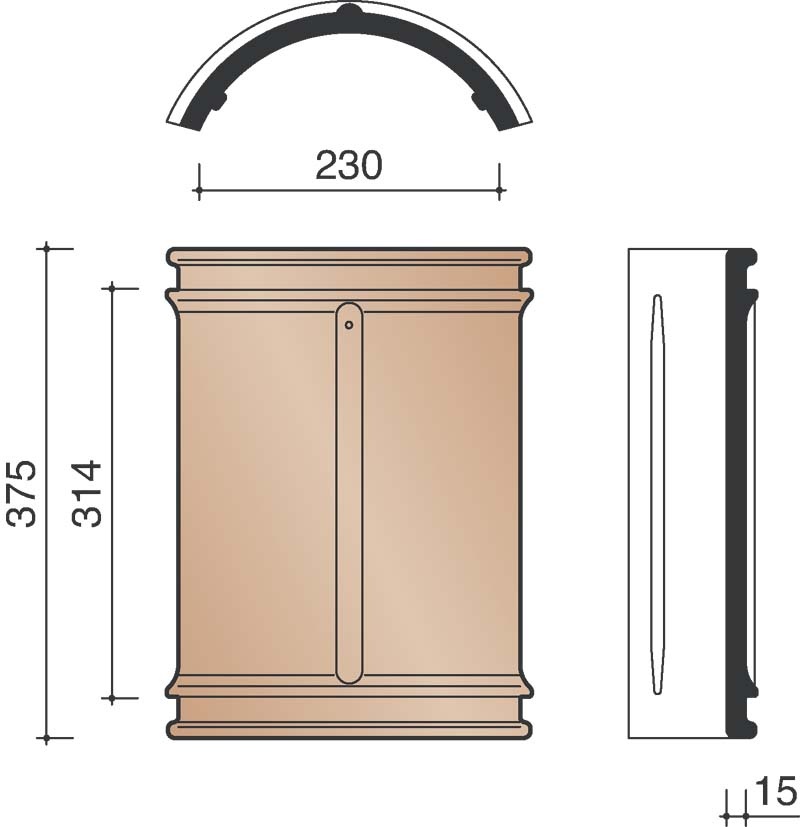Kor faitiere demi-ronde a double emboitement 230mm 44 lustre 877