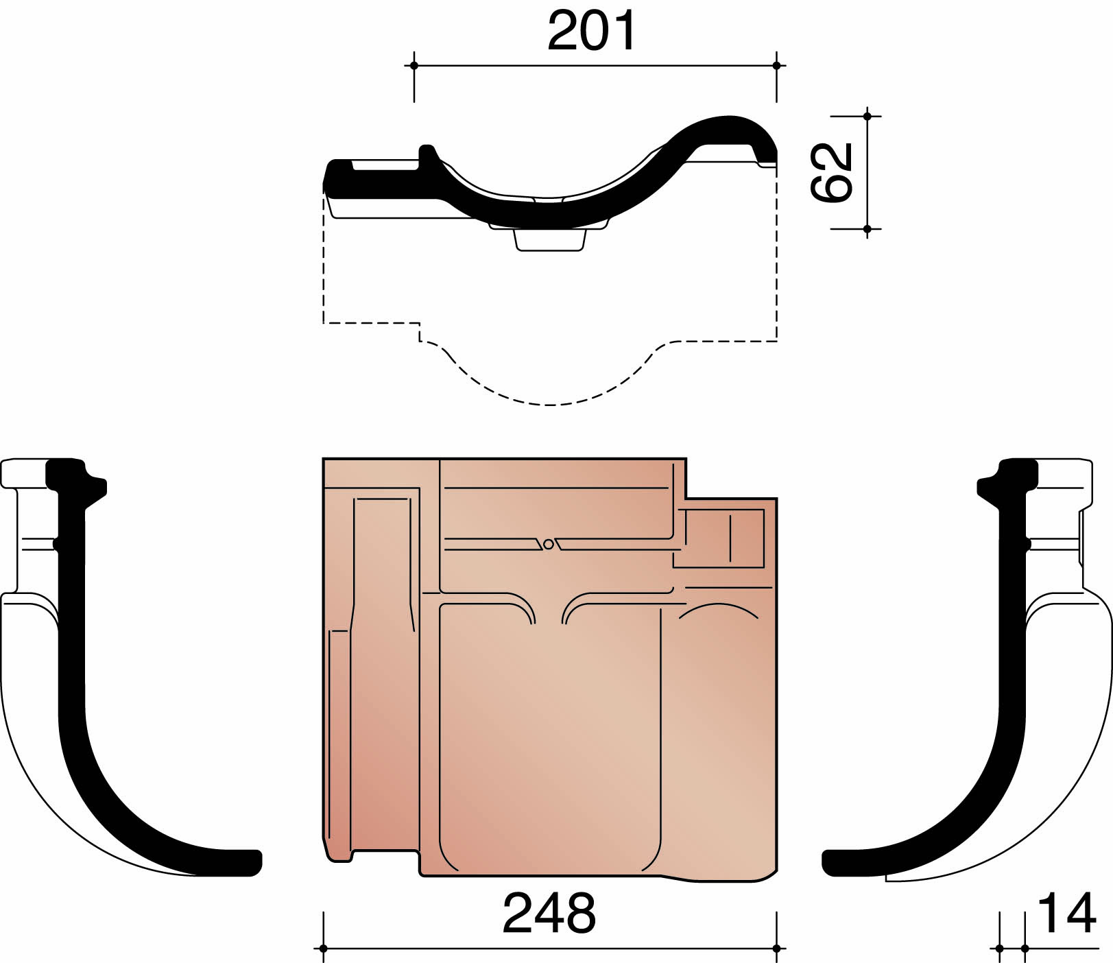 Kor tuile membron 401 rouge naturel 600