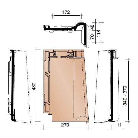 Tradiva tuile de rive droite modele belge ardoise 703