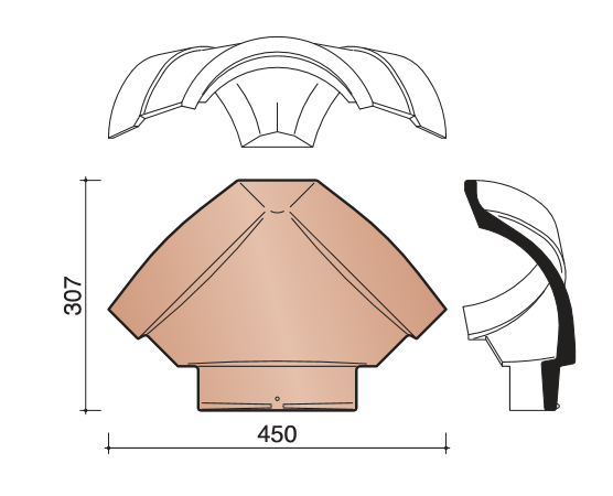 Bisch se jonction entre 1 faitiere et 2 faitieres comme aretier anthracite 736