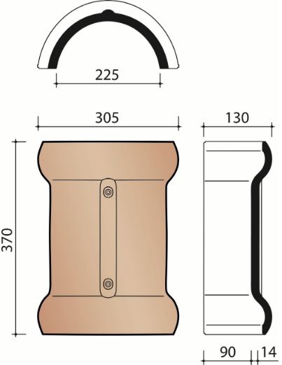 Vhv vario faitiere demi-ronde a double bourrelet rustique 872