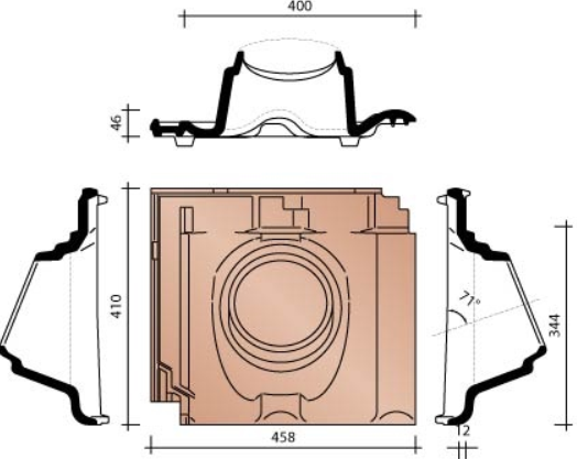 Bisch se panne tuile a douille dia 160mm havane engobe noble 691