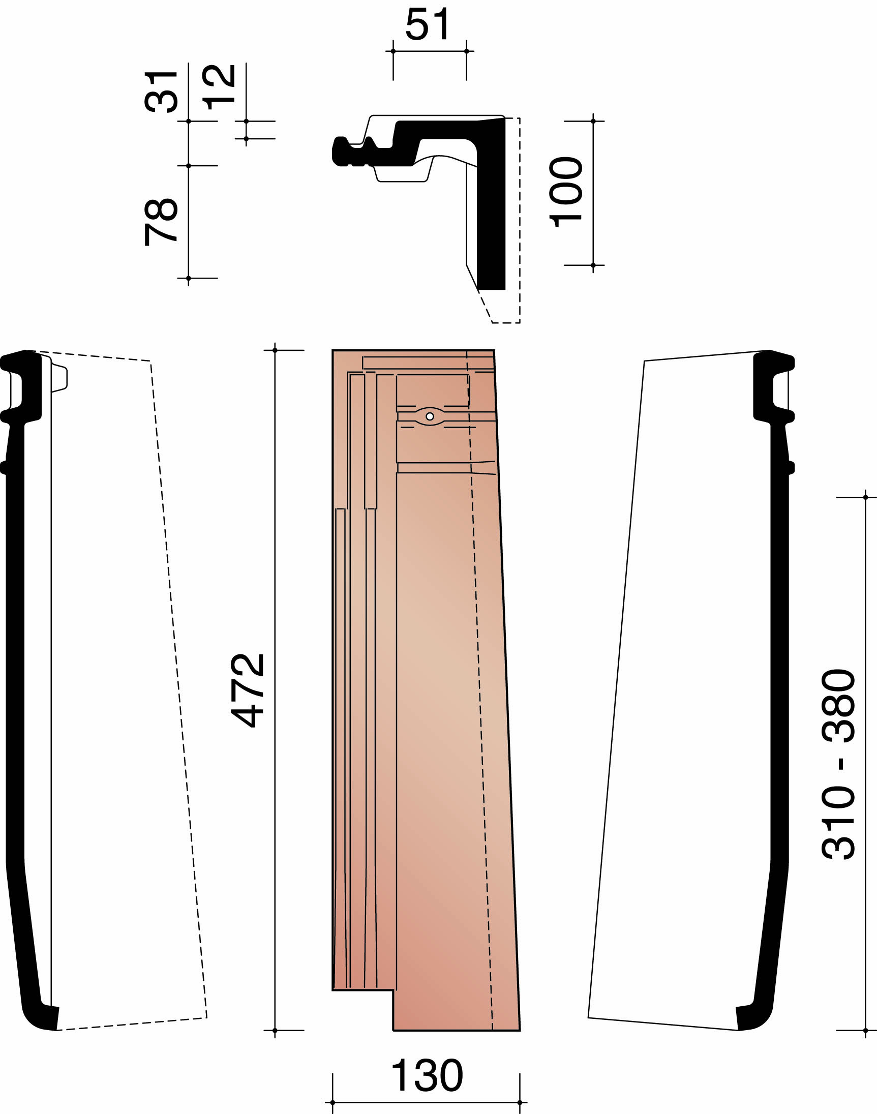 Migeon actua tuile de rive demi droite brun 682