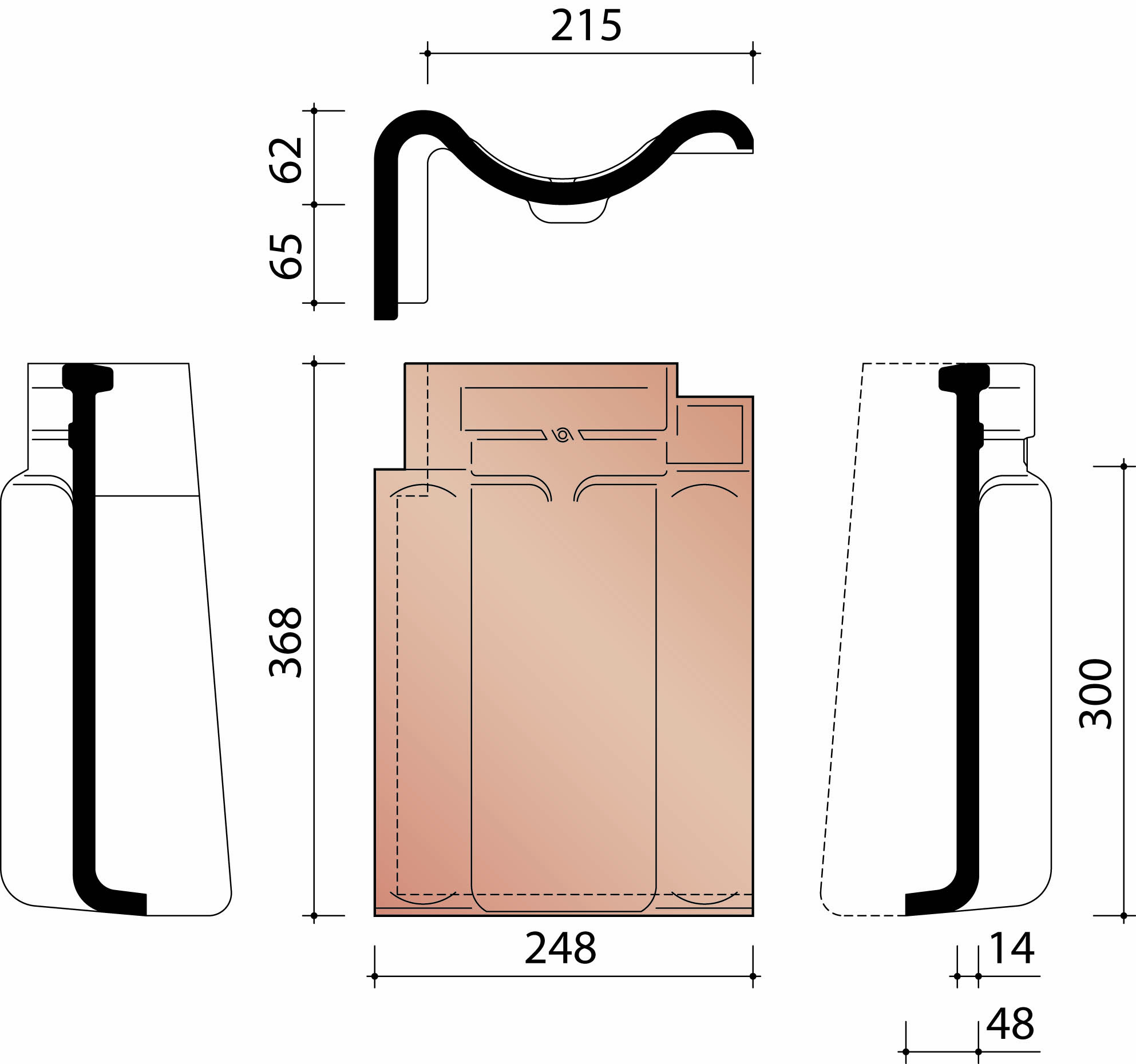 Kor tuile de rive bord recoubre gauche 401 rustique 872
