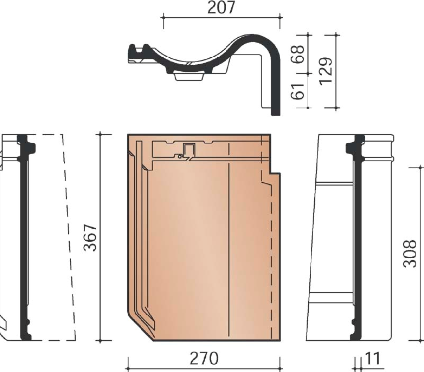 Ovh klassiek tuile de rive droite rouille bleu fume 707