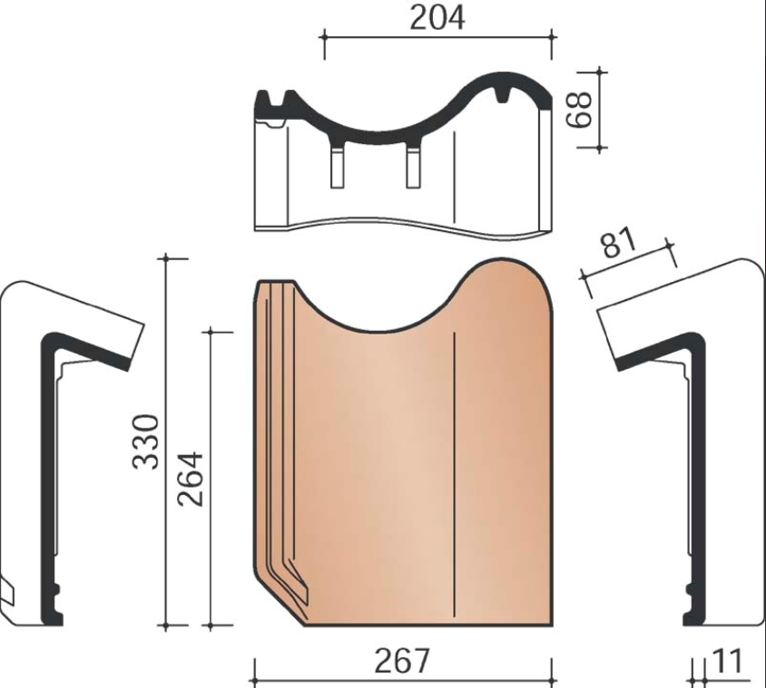 Ovh klassiek tuile faitiere bleu fume 706