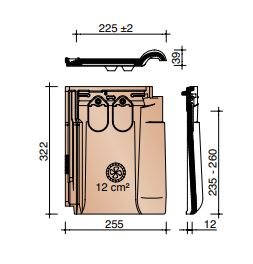 Kor tuile chatiere-tuile pour passage de crochet vario 18 rouge naturel 600