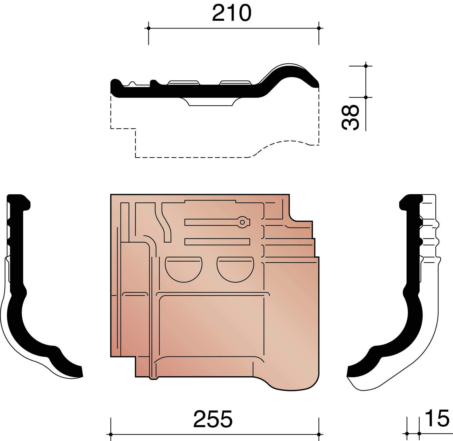 Kor tuile membron 993 rouge naturel 600