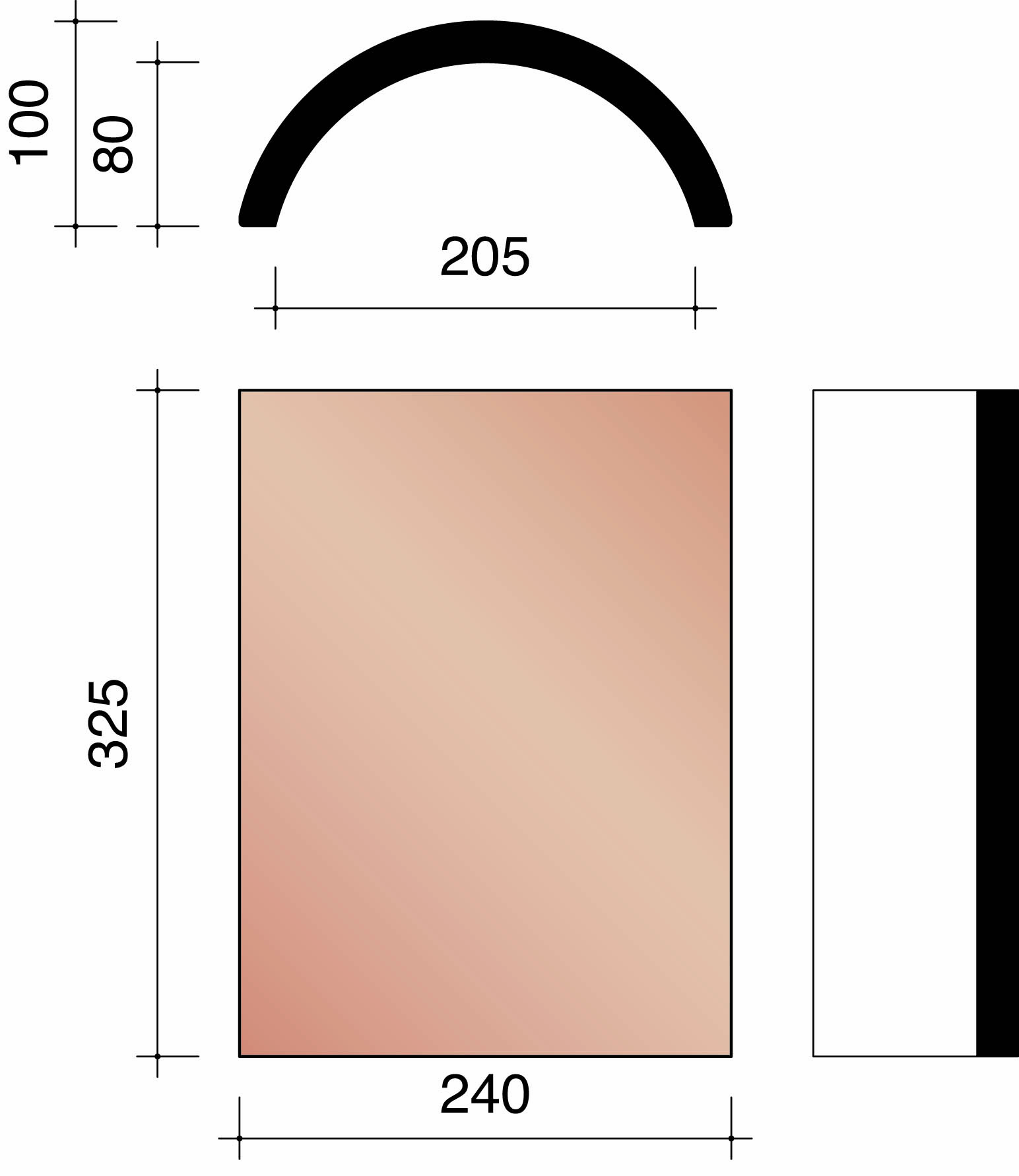 Kor aretier 210mm demi-ronde 451 rustique 872