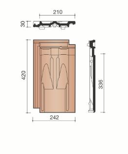 Bisch se standard tuile chatiere + grille synthetique rouge naturel 600
