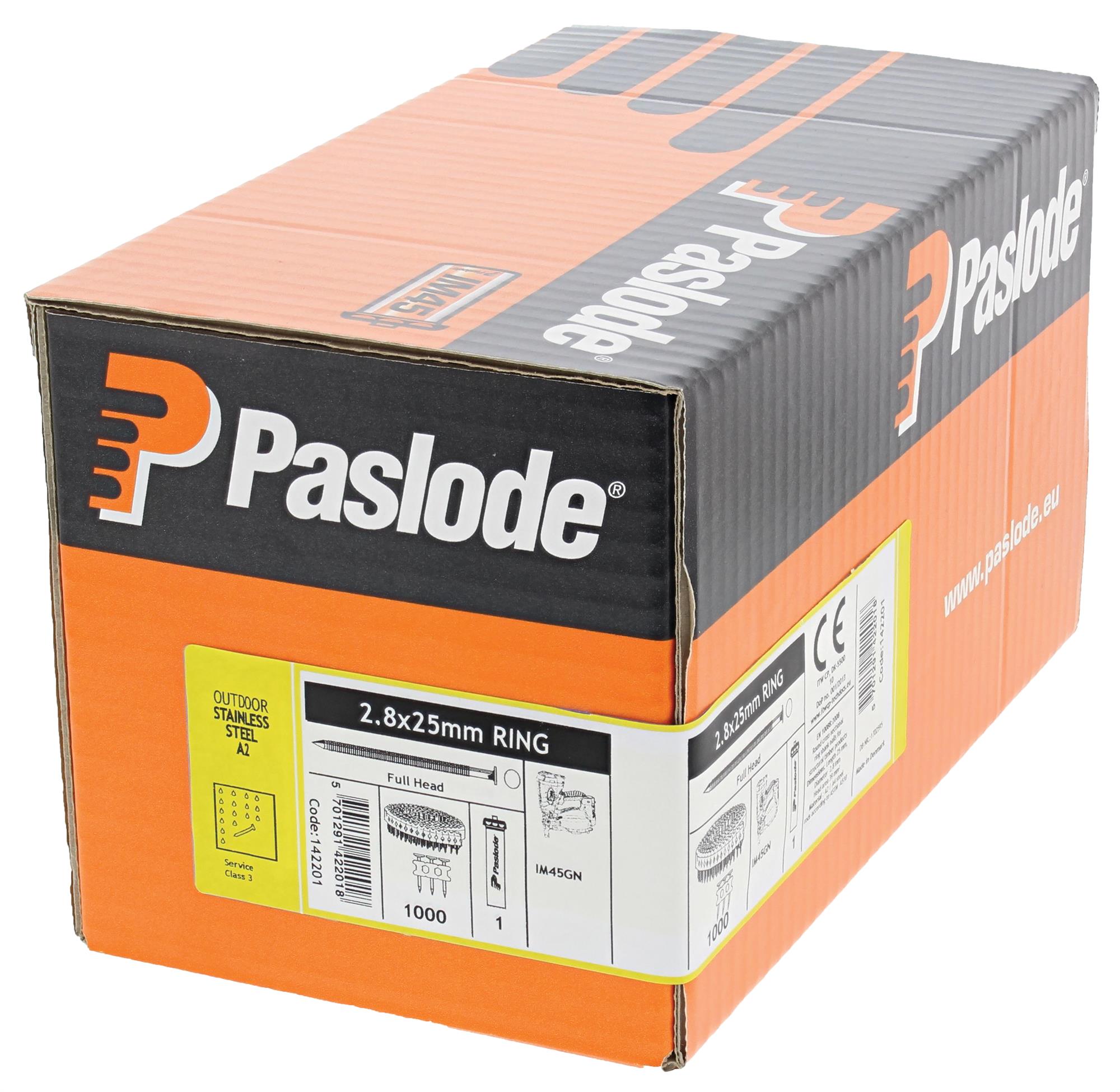 Pasl clous haften im45gn 2,8x25mm inox 1000pcs/paq eur/paq