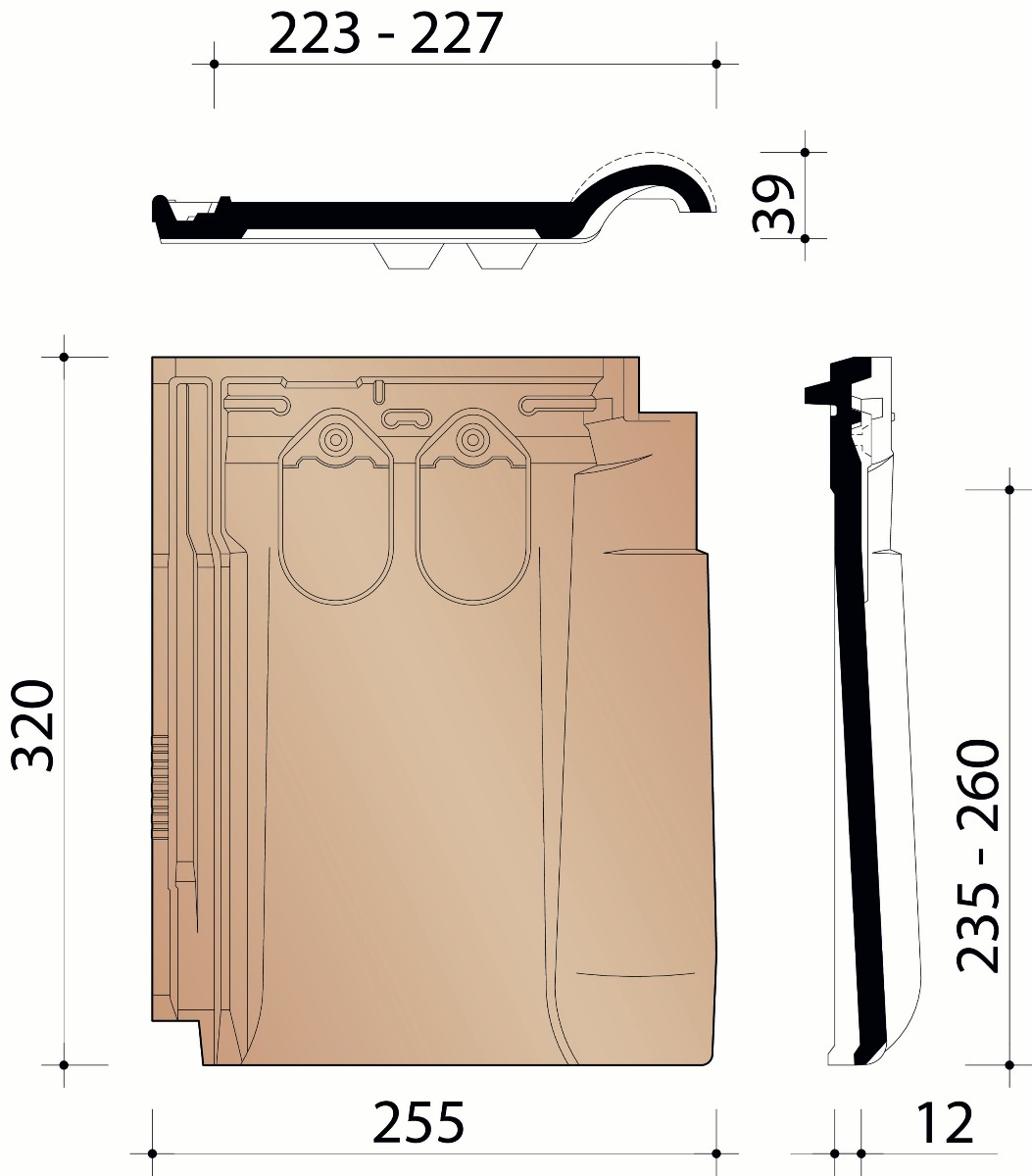 Kor tuile chatiere-tuile pour passage de crochet vario 18 noir mat 741