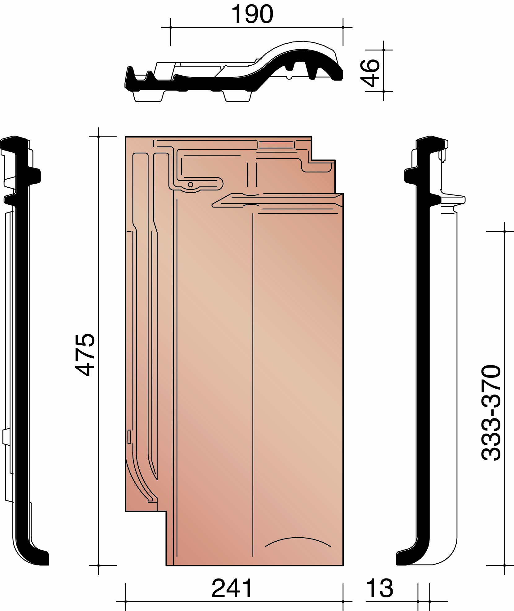 Alegra 10 te tuile 3/4 noir engobe noble 745