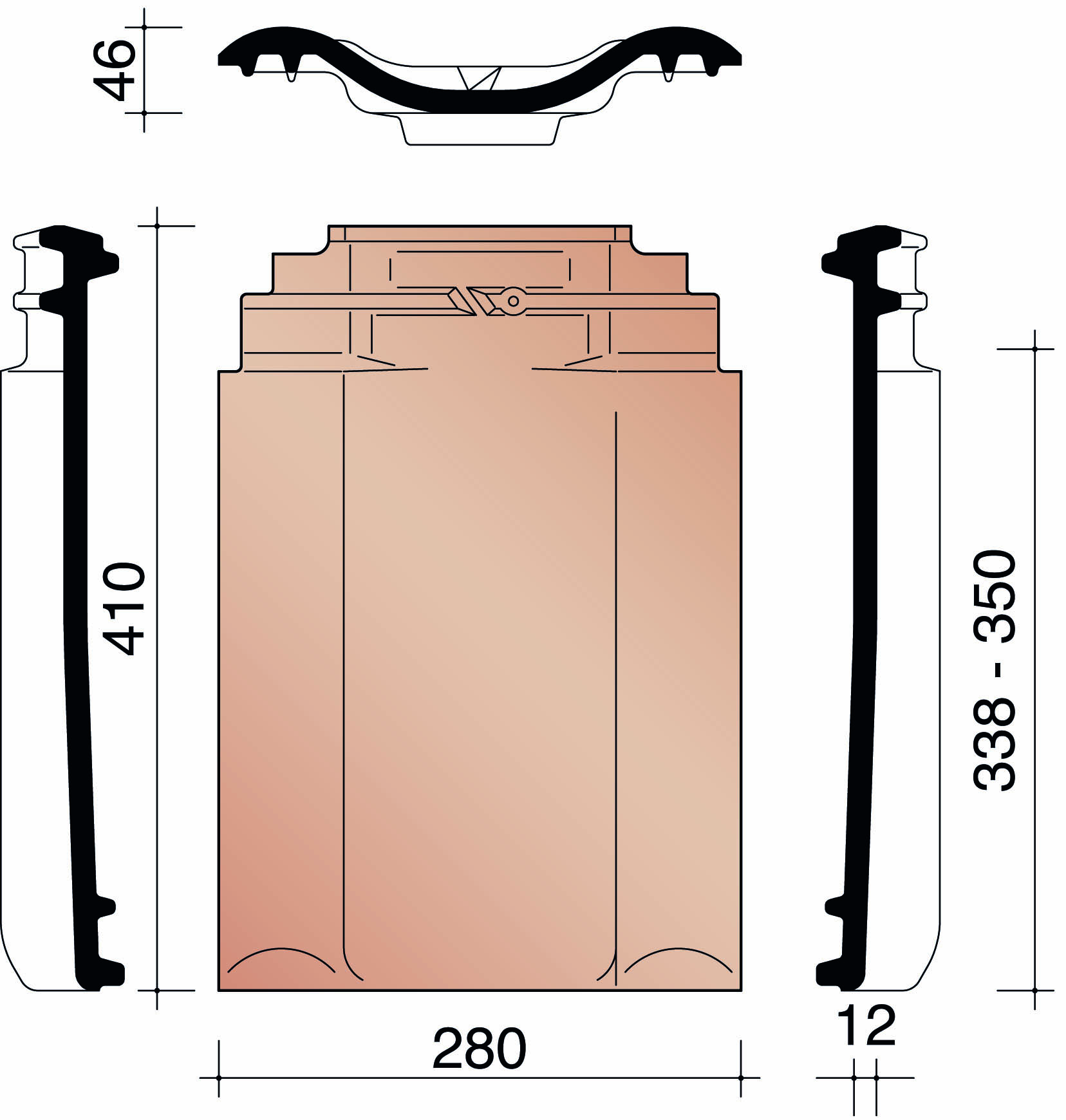 Bisch se panne tuile a double bourrelet rouge naturel 600