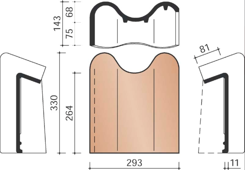 Ovh klassiek tuile faitiere de rive gauche bleu fume 706
