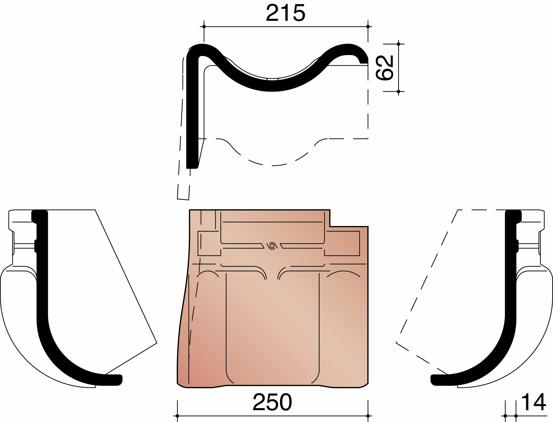 Kor tuile membron de rive gauche rouge naturel 600