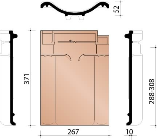 Vhv klassiek tuile double bourrelet bleu fume 706