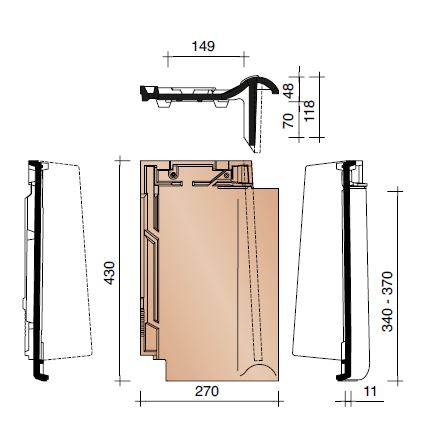 Tradiva tuile de rive droite modele allemand ardoise 703