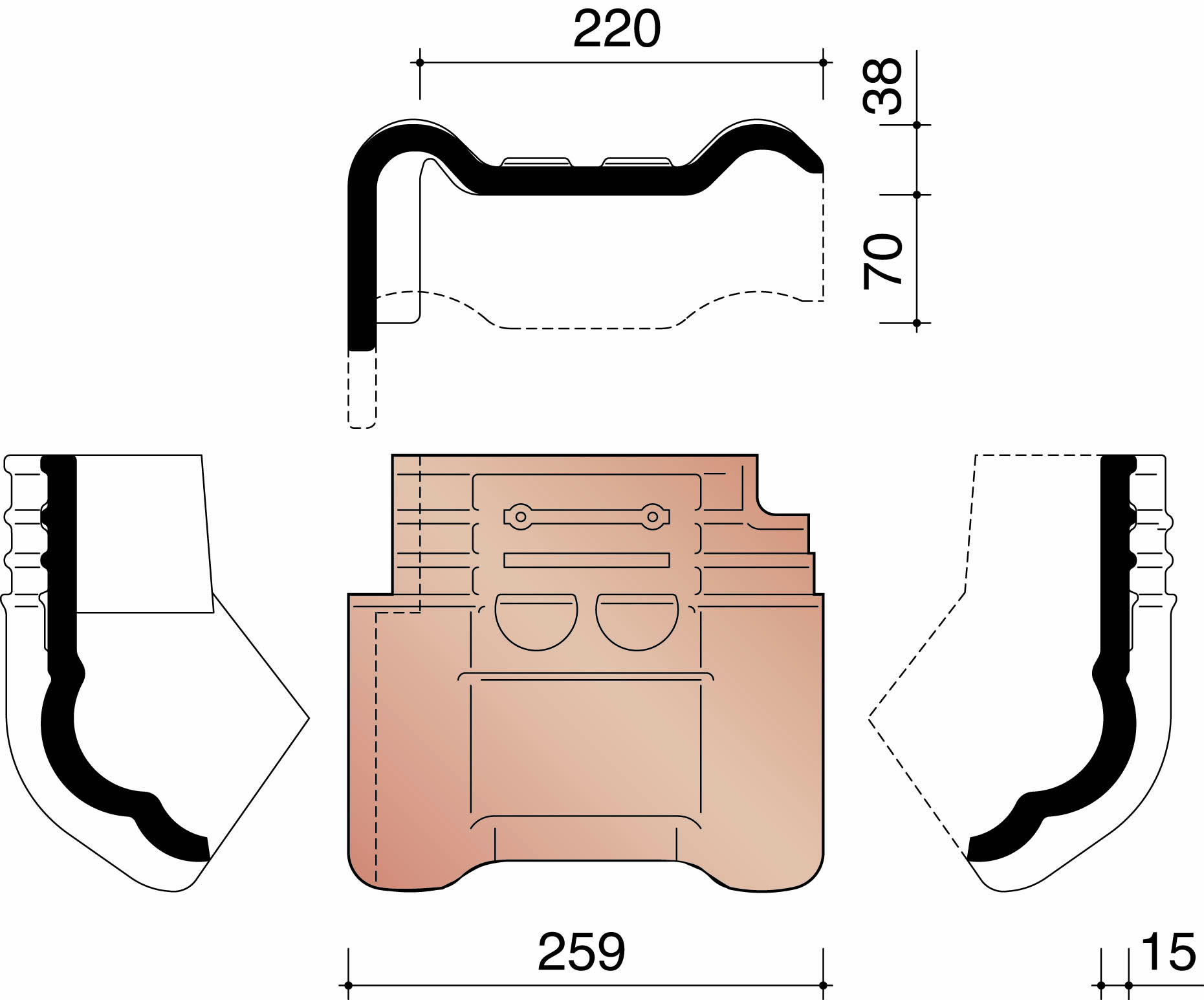 Kor tuile membron de rive gauche 993 brun emaille 670