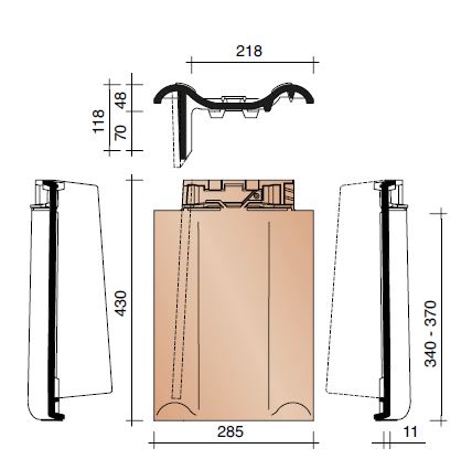 Tradiva tuile de rive gauche modele allemand noir engobe noble 745