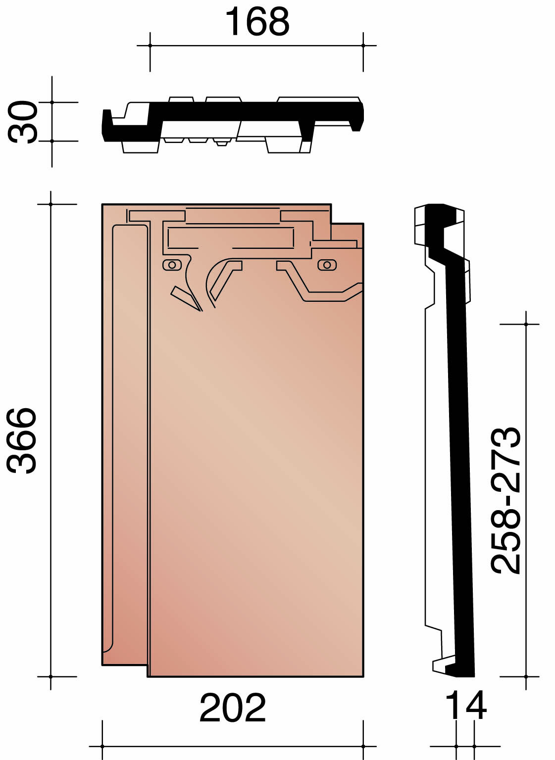 Migeon vauban tuile aeration basse rouge naturel 600