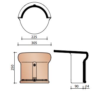 Alegra 10 te faitiere demi-ronde vario a emboitement avec fronton 225mm noir emaille 738