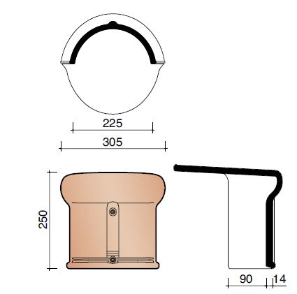 Tradiva faitiere debut/fin vario demi-ronde 225mm ardoise 703