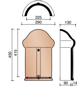 Vhv vario about d'aretier demi-ronde 225mm rustique 872