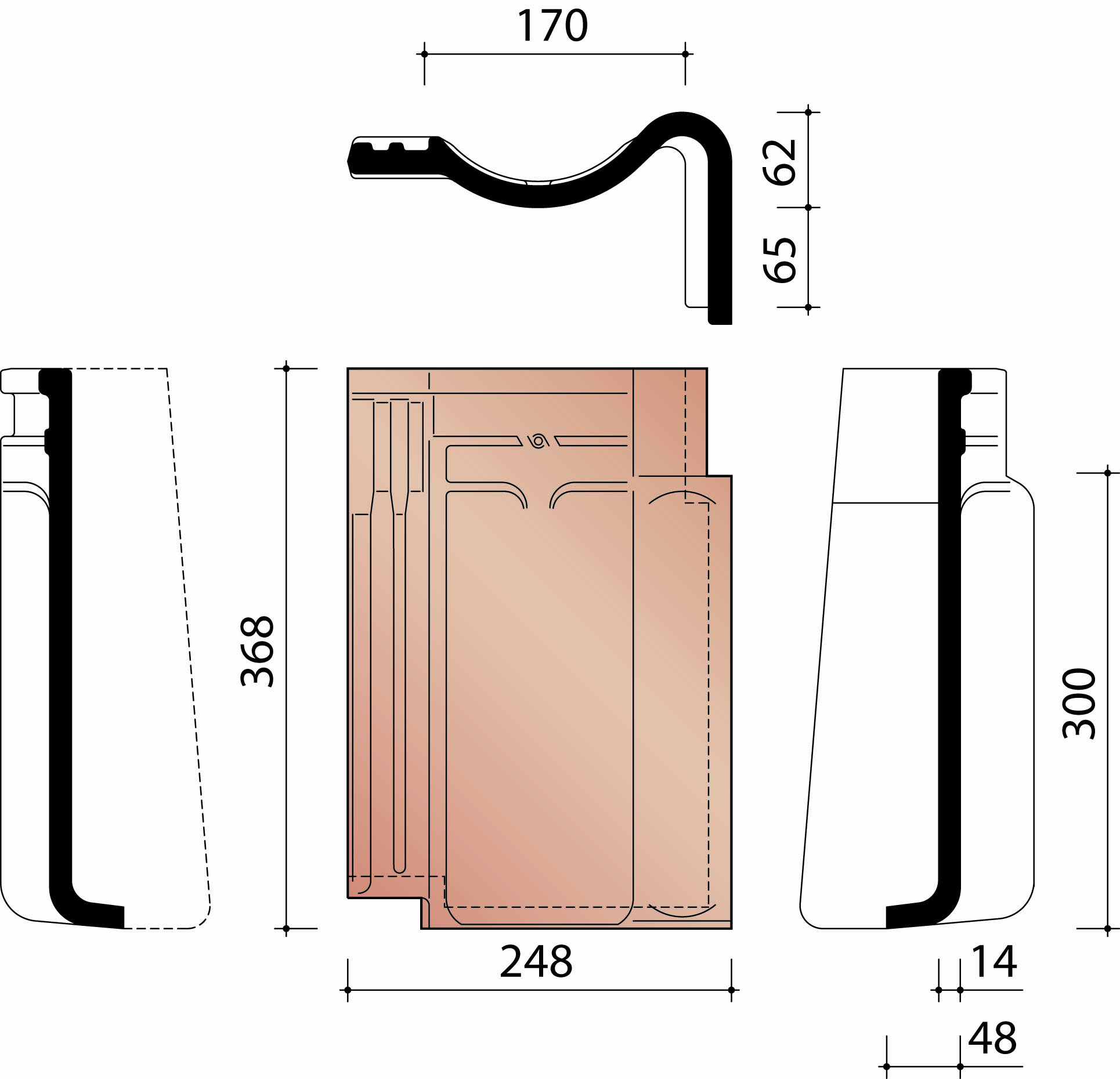 Kor tuile de rive bord recoubre droite 401 rustique 872