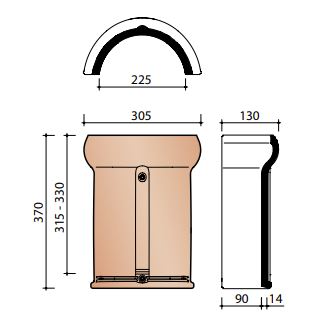 Alegra 10 te faitiere/aretier demi-ronde vario 225mm noir emaille 738