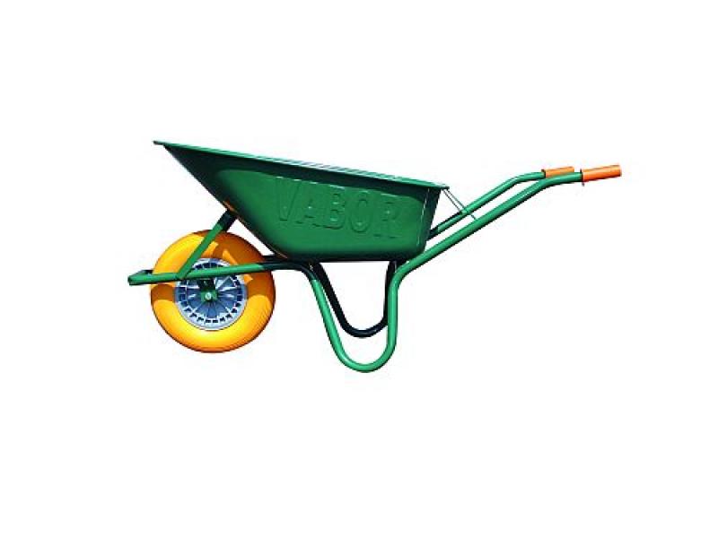 Vb brouette bat 90l 1,3mm vert laque  + pneu pu orange r801-go eur/pc