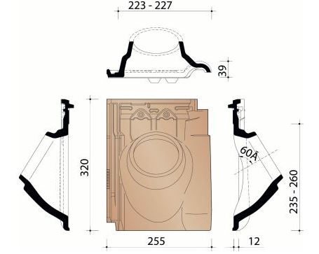 Kor tuile a douille 100mm vario 18 rustique 872