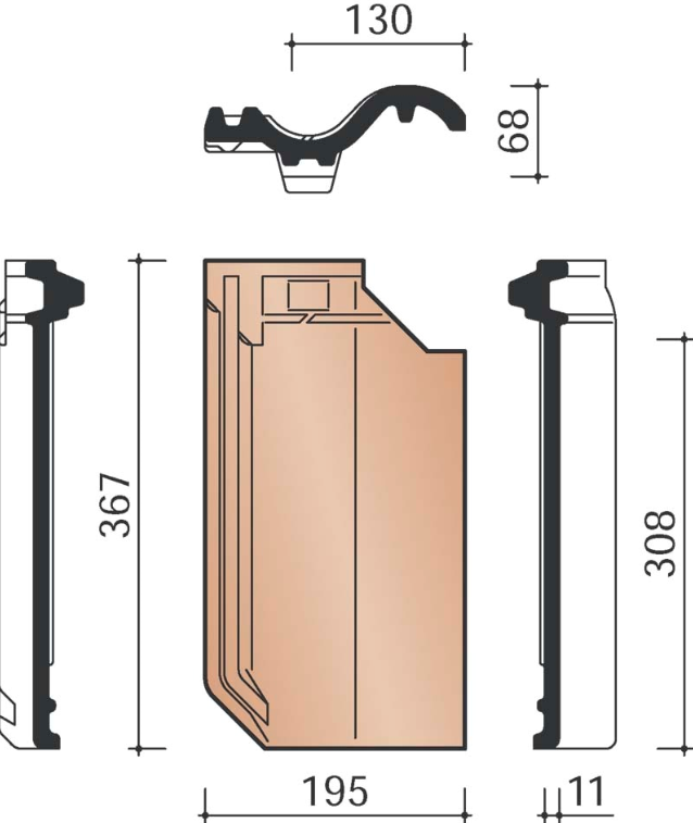 Ovh klassiek demi tuile rouille bleu fume 707