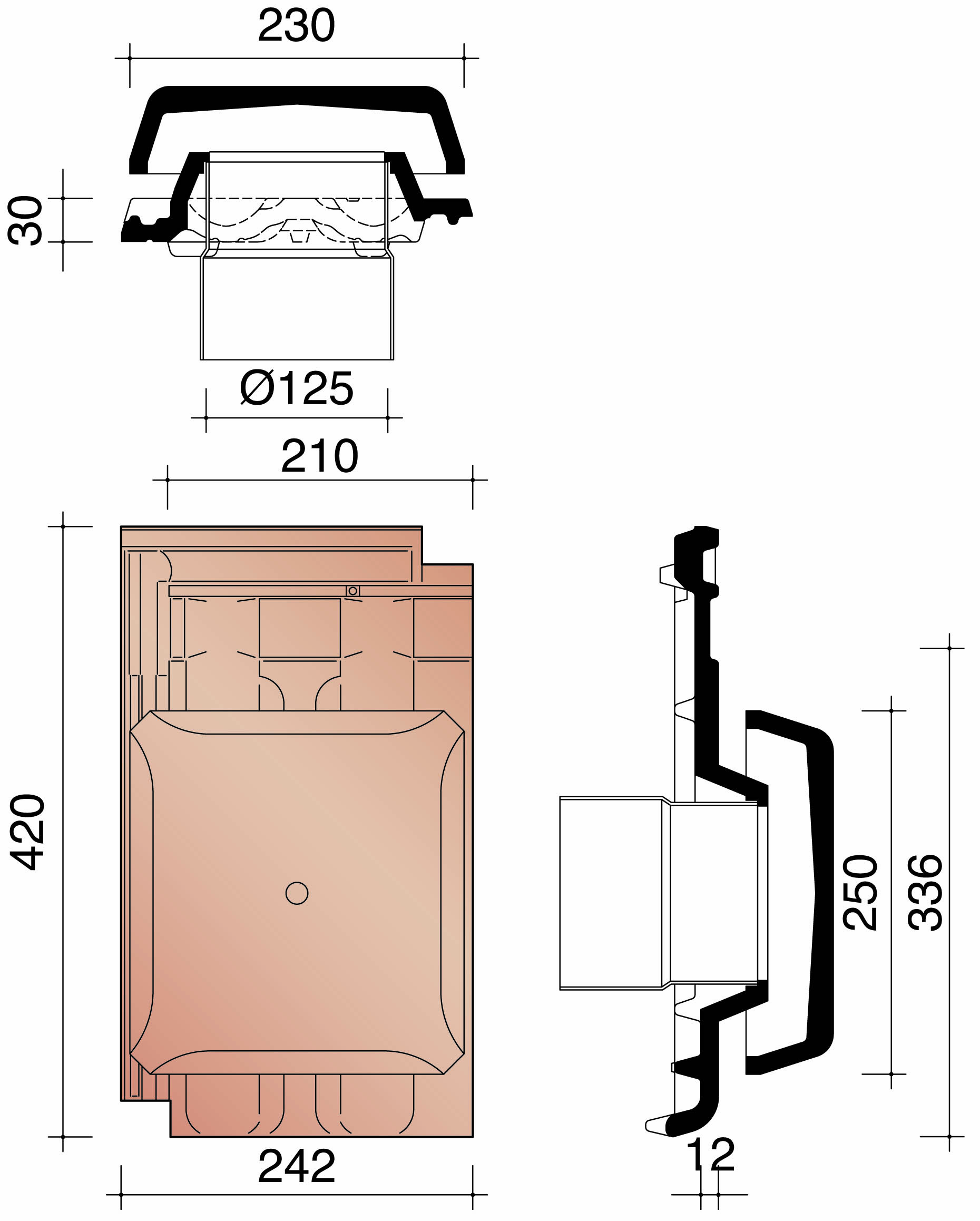 Bisch se standard kit tuile a douille dia 125mm + mitron + module de connexion nuage 875