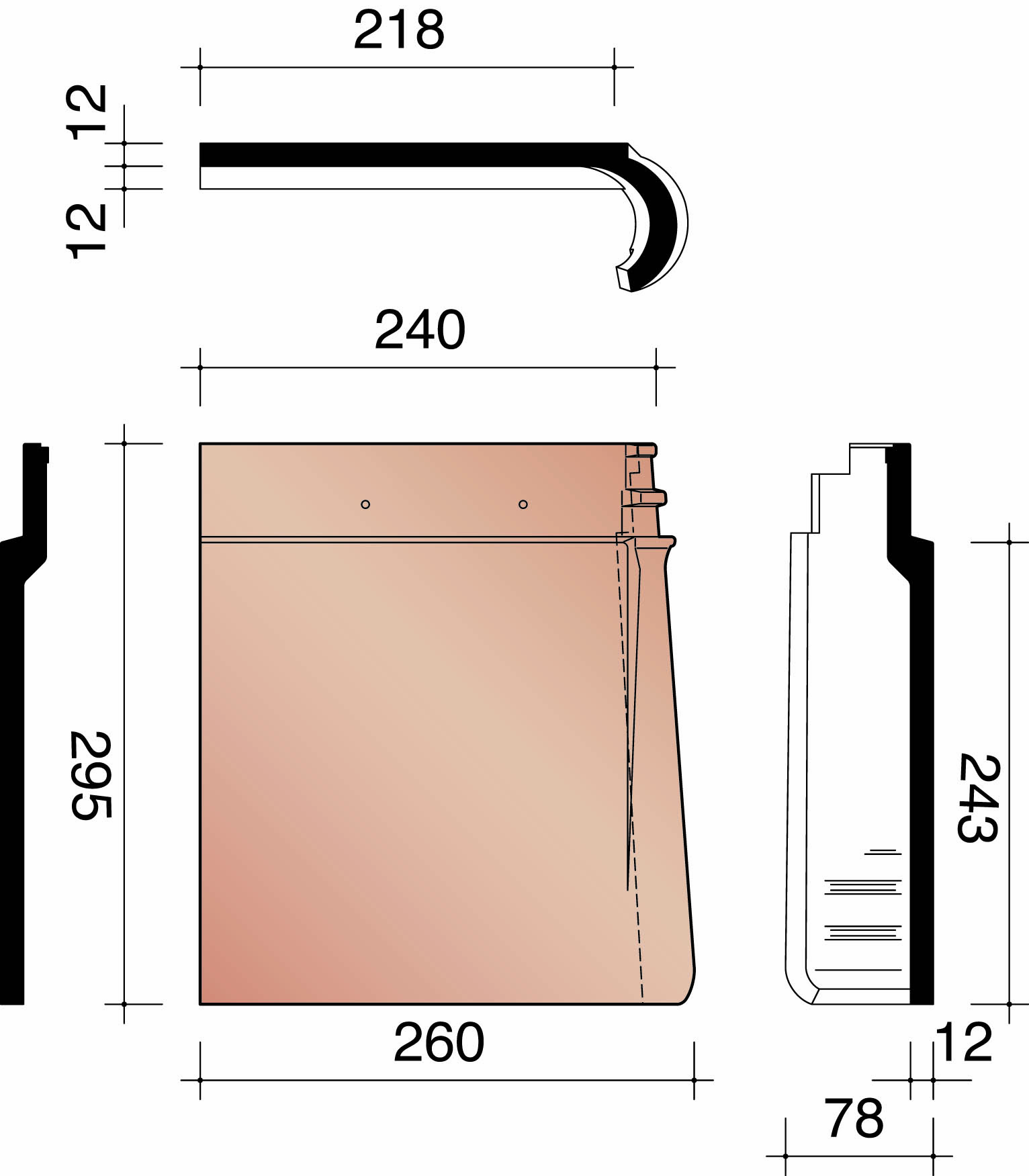 Kor rive individuelle gauche pour sarking gris ardoise emaille mat 705