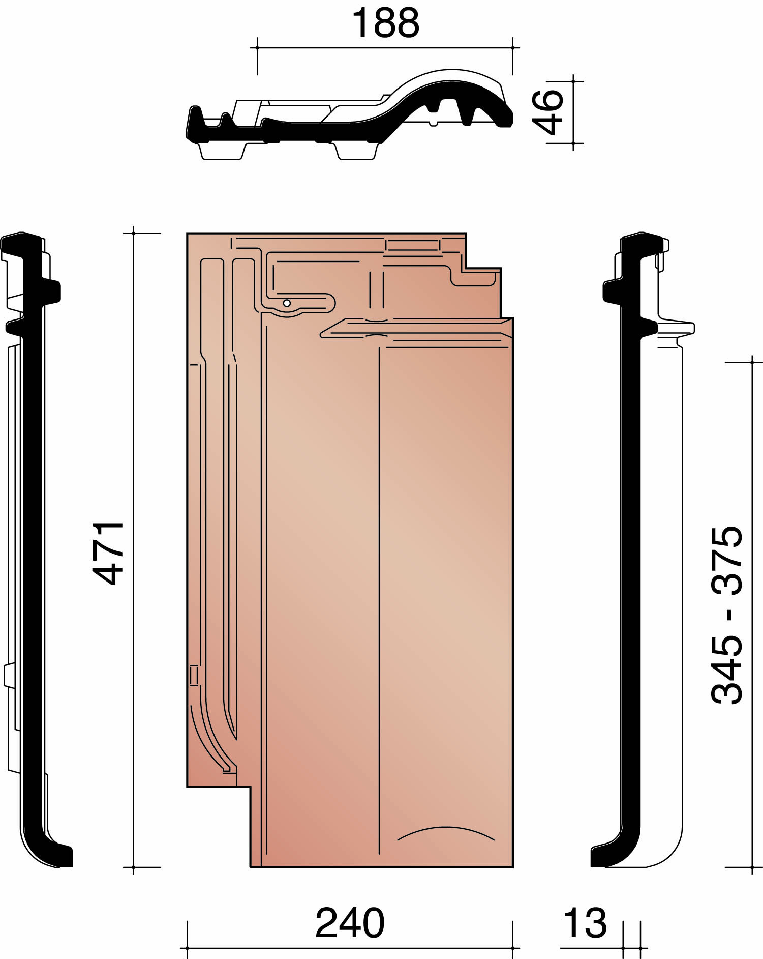 Bisch se alegra 10 tuile 3/4 brun 638
