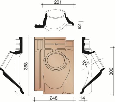 Kor tuile a douille 100mm 401 gris ardoise emaille mat 705