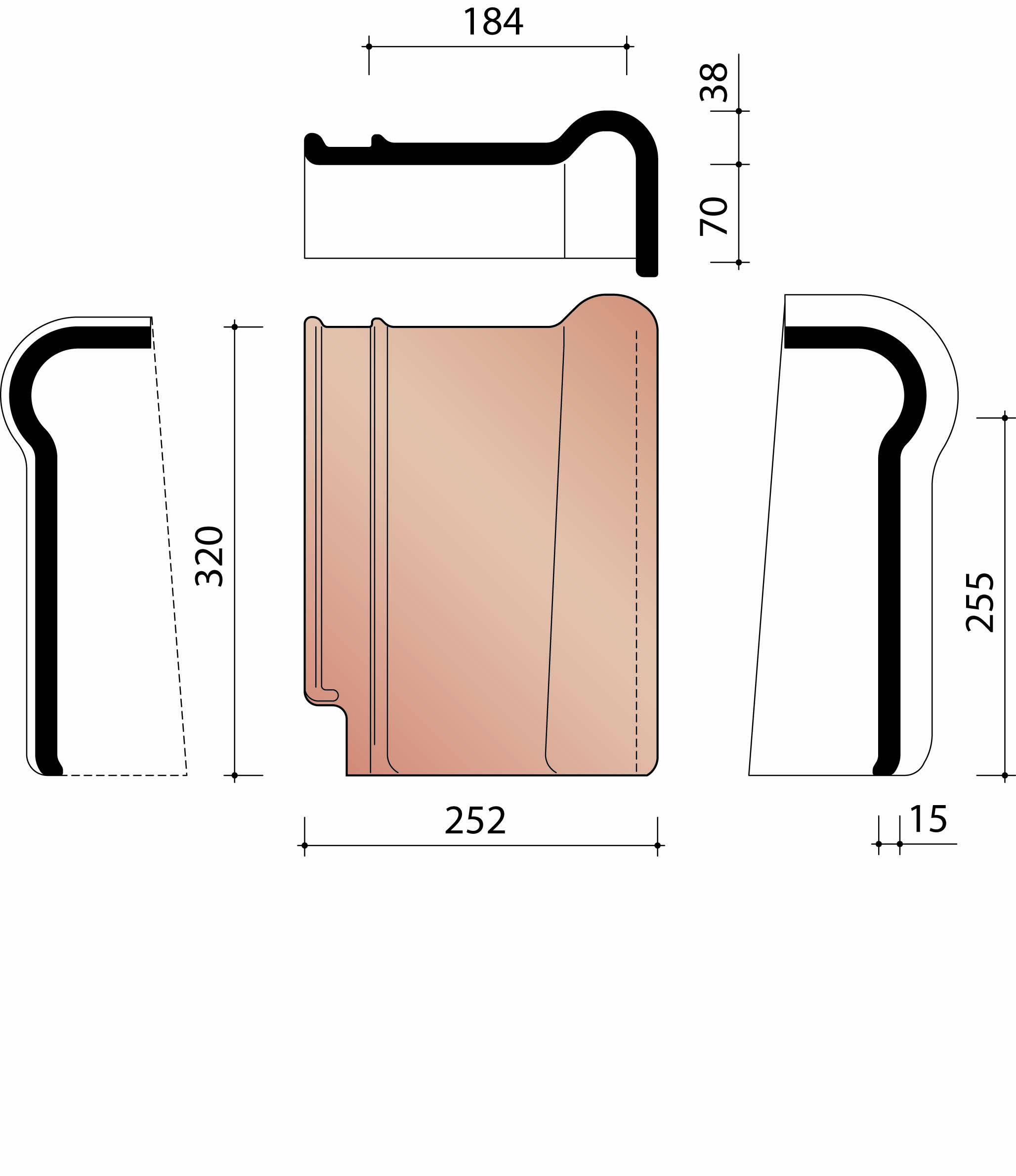 Kor tuile faitiere de rive droite 993 gris ardoise emaille mat 705