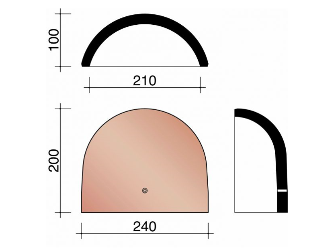 Kor about d'aretier demi-ronde 210mm 451 vieilli bleu fume 714