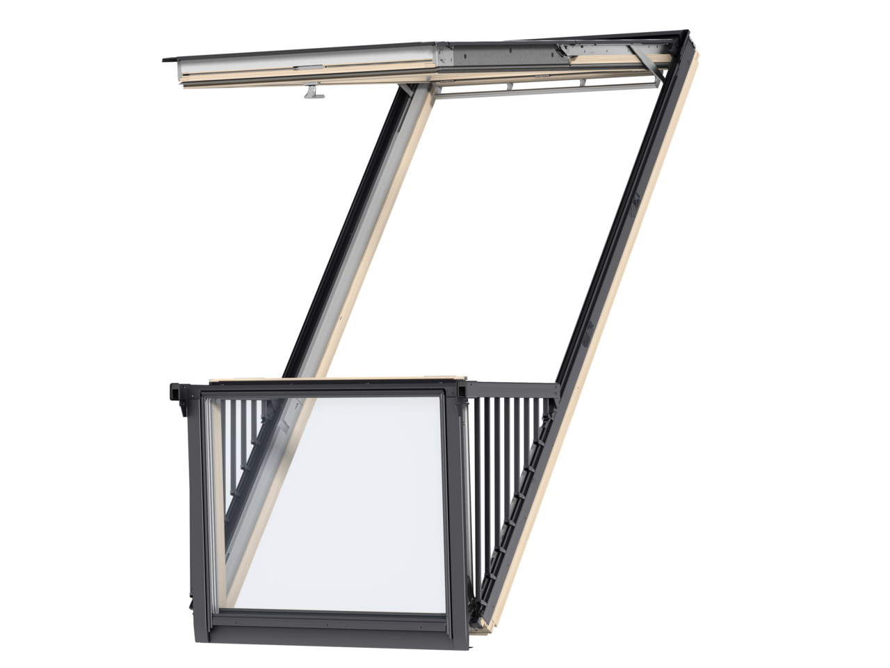Velux fenetre balcon gdl 3066 pk19 bois vernis se compose de 2 parts p1 et p2