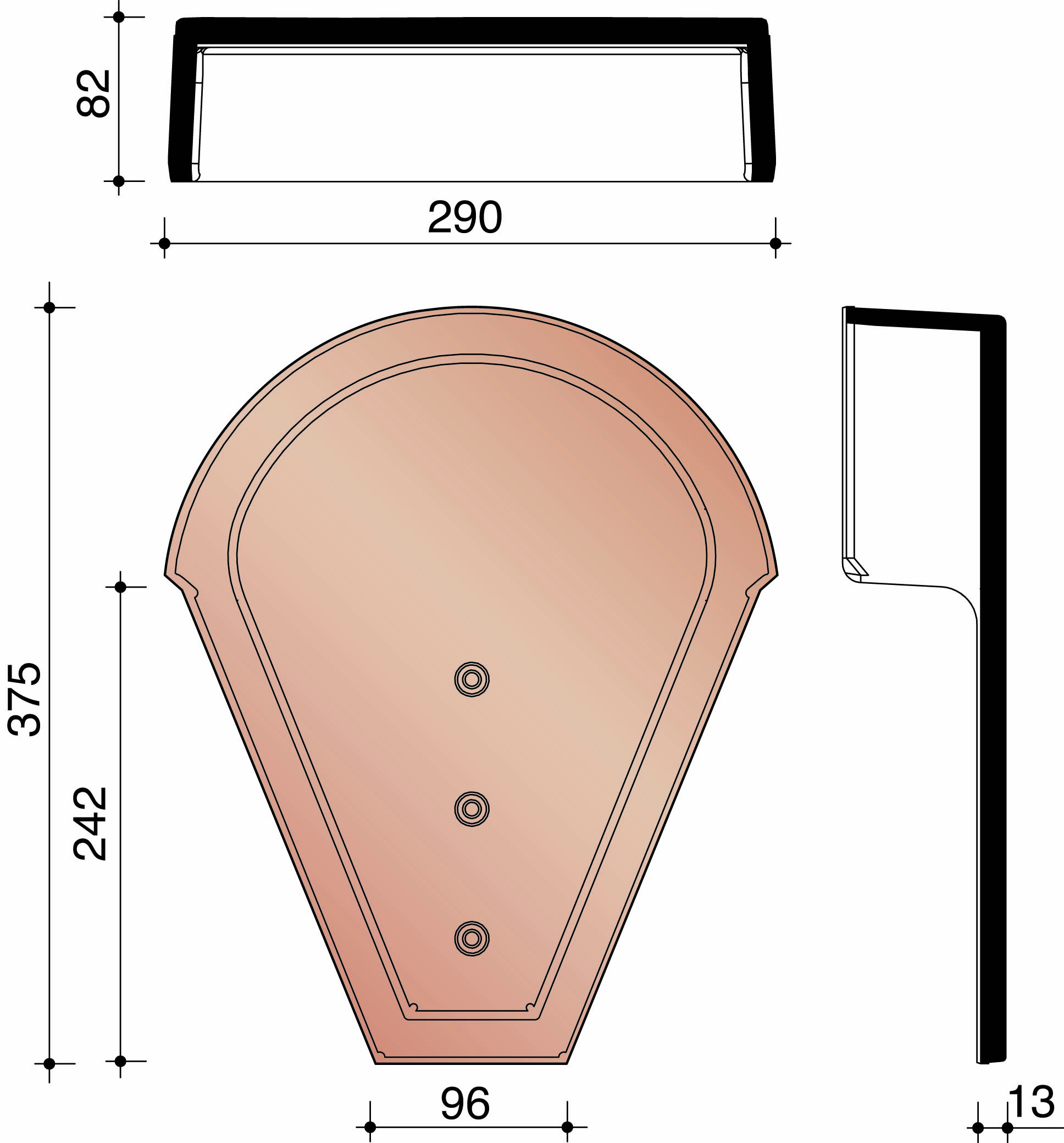 Bisch se ecusson pour faitiere ventilee demi-ronde brun 668