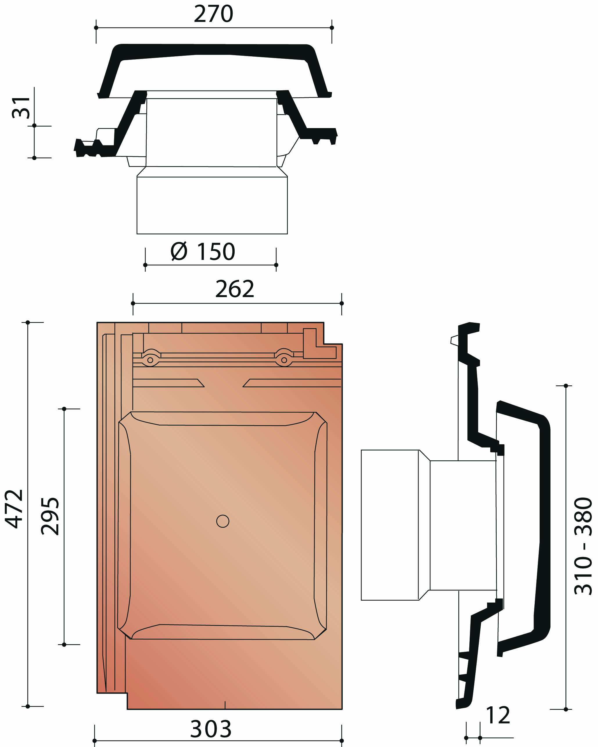 Migeon actua kit tuile a douille + mitron + module de connexion 150 nuage 875