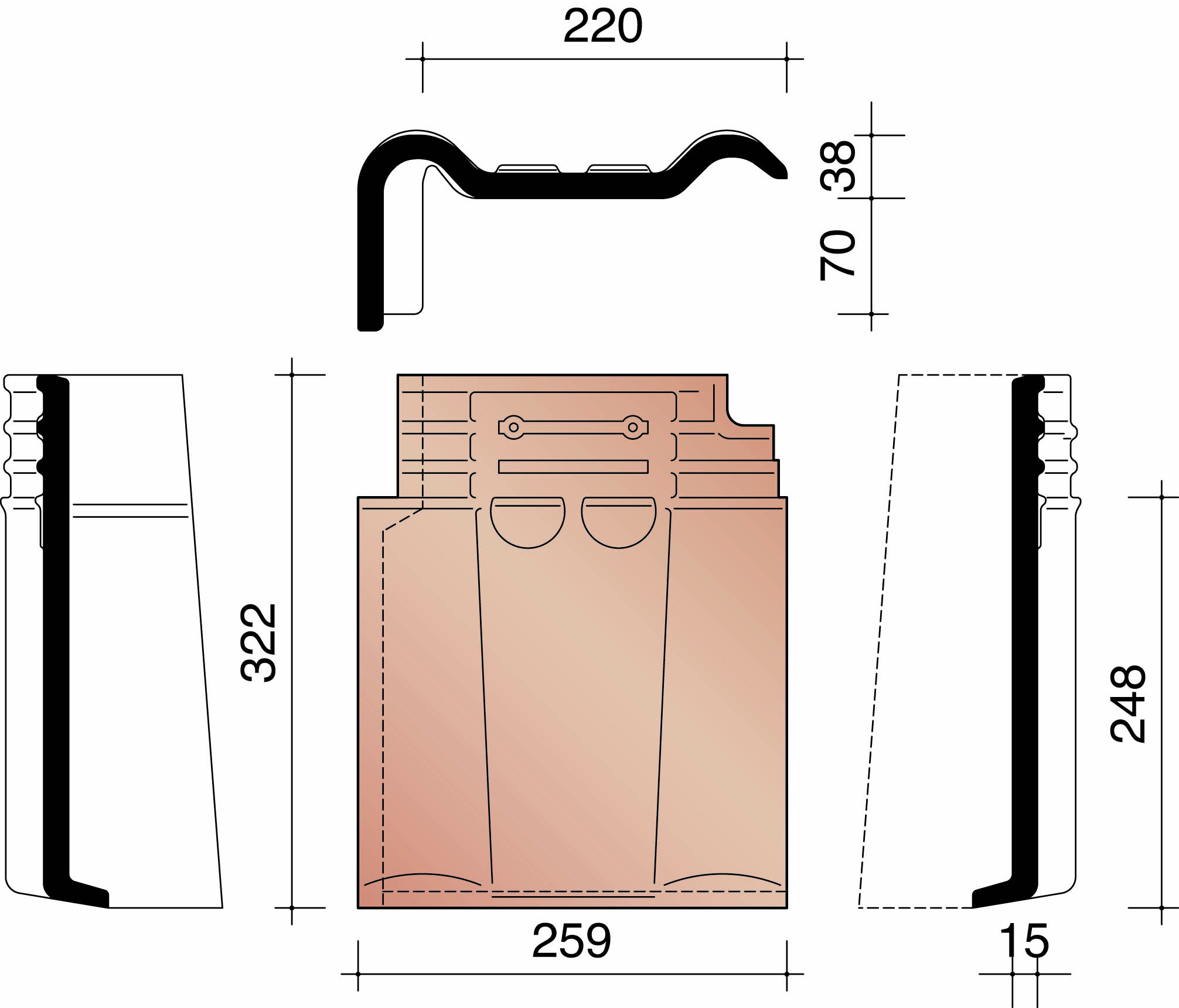 Kor tuile de rive gauche 993 noir emaille 738