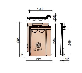Kor tuile chatiere-tuile pour passage de crochet 44 lie de vin emaille 614