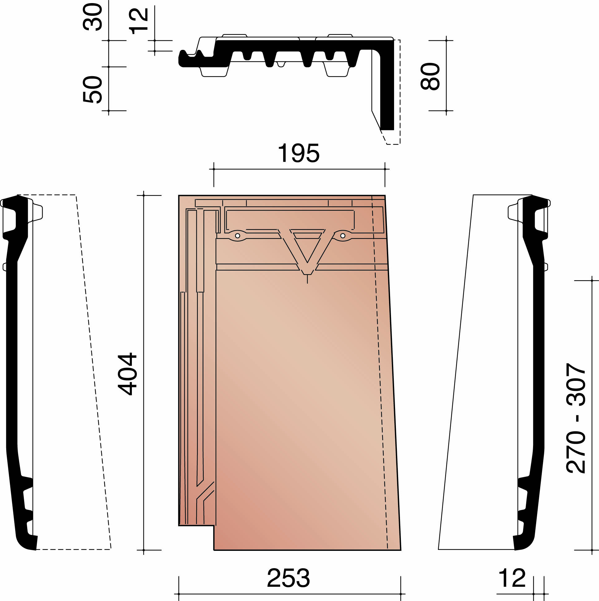 Datura tuile de rive droite rouge naturel+ 652