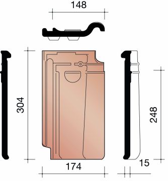 KOR TUILE TROIS QUART 44  VIEUX LATEM BLEU FUME 721