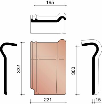 KOR TUILE FAITIERE 44 ROUGE NATUREL 600