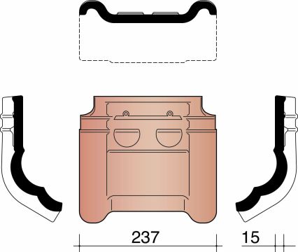 KOR TUILE MEMBRON DOUBLE BOURRELET 44 RUSTIQUE 872