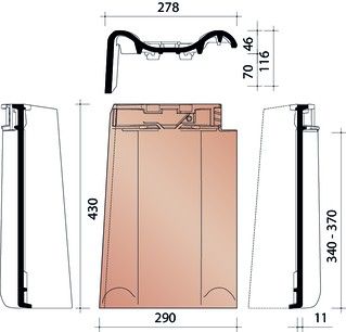 TRADIVA TUILE DE RIVE GAUCHE MODELE BELGE GRIS ENGOBE NOBLE 715